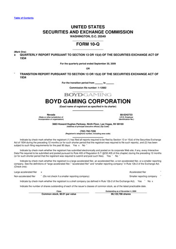 Vorschaubild Boyd Gaming
 10-Q Quartalsbericht  