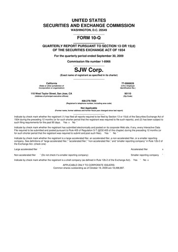 Thumbnail SJW Group
 10-Q Quarterly Report FY 