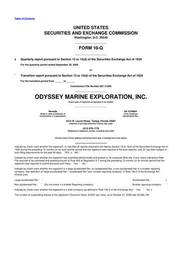 Thumbnail Odyssey Marine Exploration 10-Q Quarterly Report FY 