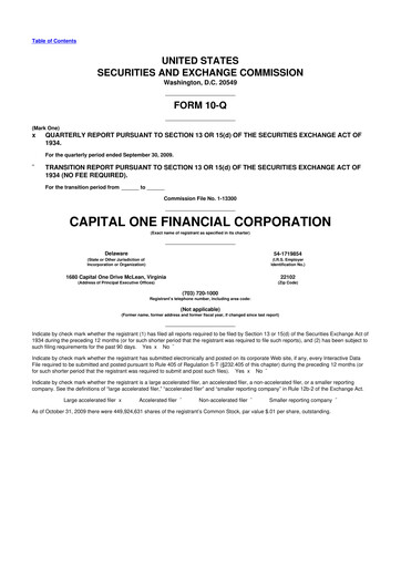 Thumbnail Capital One 10-Q Quarterly Report FY 