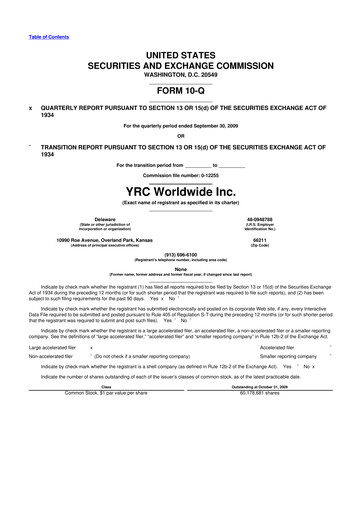 Thumbnail Yellow Corporation 10-Q Quarterly Report FY 