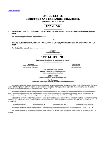 Thumbnail eHealth 10-Q Quarterly Report FY 