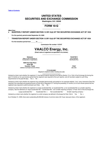 Thumbnail Vaalco Energy
 10-Q Quarterly Report FY 