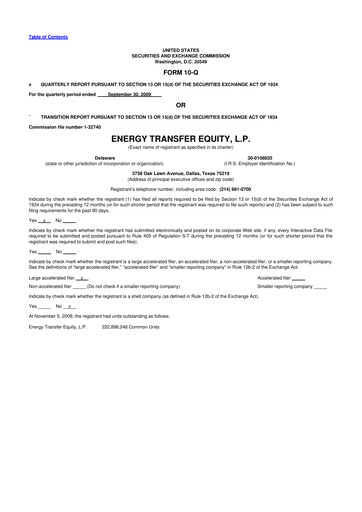 Thumbnail Energy Transfer LP
 10-Q Quarterly Report FY 