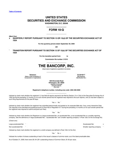 Thumbnail The Bancorp, Inc. 10-Q Quarterly Report FY 
