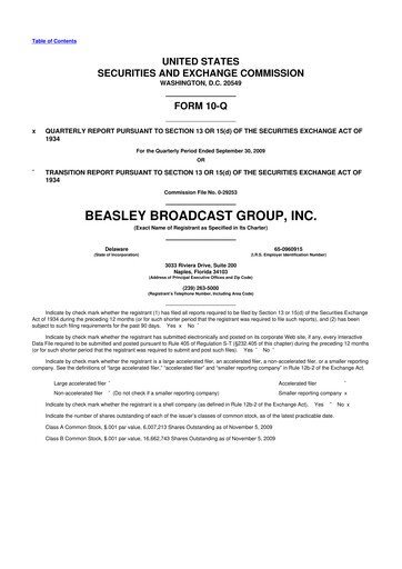 Thumbnail Beasley Broadcast Group
 10-Q Quarterly Report FY 