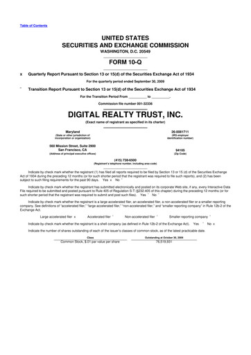 Vorschaubild Digital Realty 10-Q Quartalsbericht  