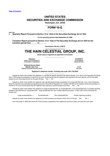 Thumbnail Hain Celestial 10-Q Quarterly Report FY 