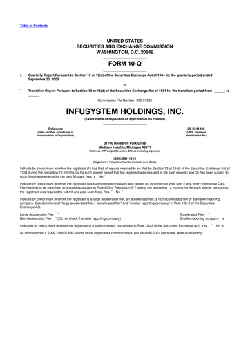 Thumbnail InfuSystem 10-Q Quarterly Report FY 