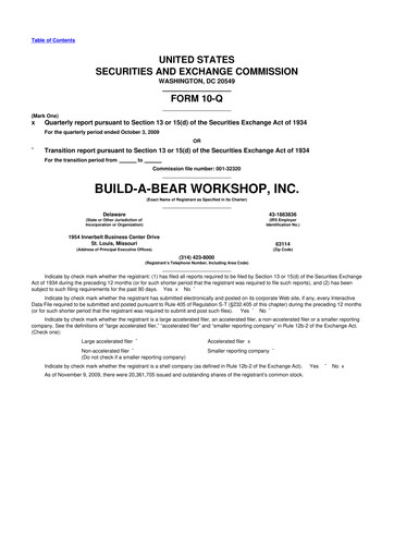 Thumbnail Build-A-Bear Workshop 10-Q Quarterly Report FY 