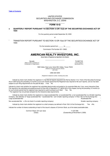 Thumbnail American Realty Investors 10-Q Quarterly Report FY 