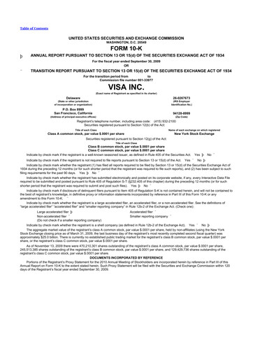 Thumbnail Visa 10-K Annual Report 