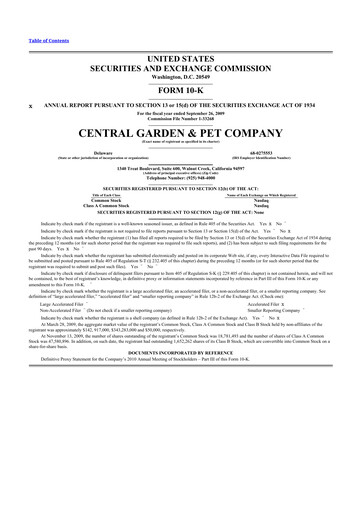 Miniature Central Garden & Pet 10-K Rapport annuel 