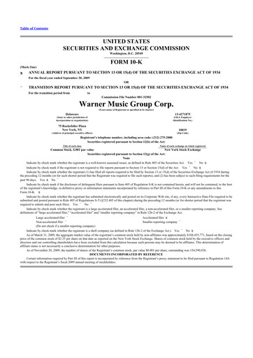 Thumbnail Warner Music Group
 10-K Annual Report 