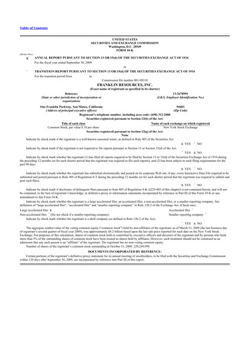 Thumbnail Franklin Resources 10-K Annual Report 