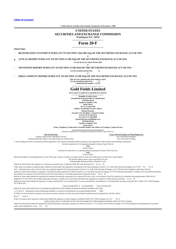 Thumbnail Gold Fields
 20-F Annual Report 