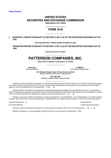 Thumbnail Patterson Companies
 10-Q Quarterly Report FY 