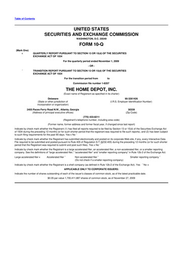 Vorschaubild Home Depot 10-Q Quartalsbericht  