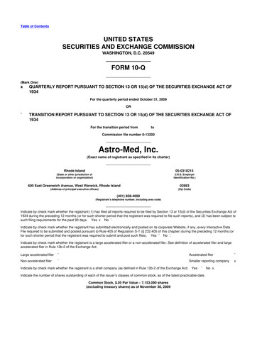 Miniature AstroNova, Inc. 10-Q Rapport trimestriel  