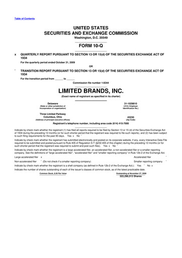 Thumbnail Bath & Body Works 10-Q Quarterly Report FY 