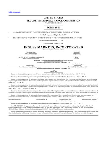 Thumbnail Ingles Markets 10-K Annual Report 