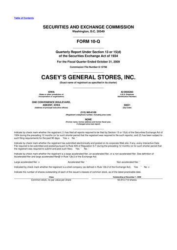 Thumbnail Casey's General Stores
 10-Q Quarterly Report FY 