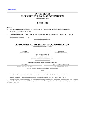 Thumbnail Arrowhead Pharmaceuticals
 10-K Annual Report 