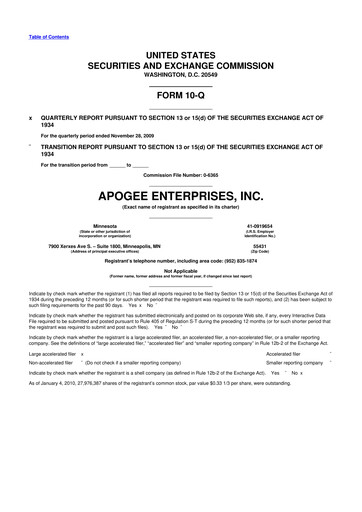 Thumbnail Apogee Enterprises 10-Q Quarterly Report FY 
