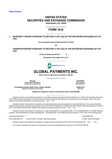 Thumbnail Global Payments 10-Q Quarterly Report FY 