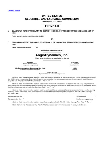 Thumbnail AngioDynamics 10-Q Quarterly Report FY 