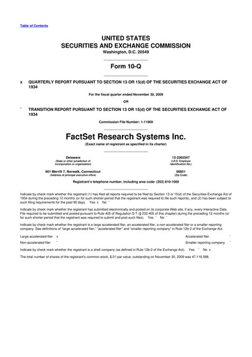 Thumbnail FactSet 10-Q Quarterly Report FY 