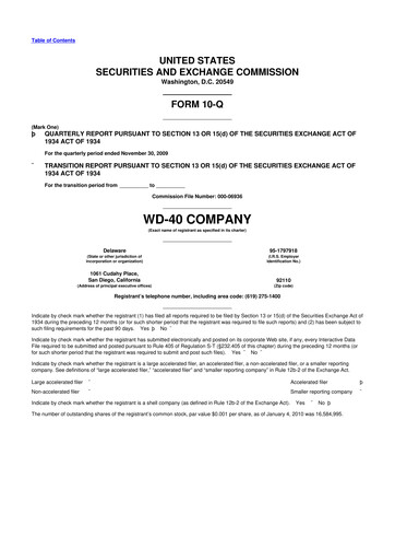 Thumbnail WD-40 Company
 10-Q Quarterly Report FY 