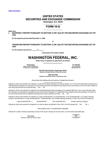 Thumbnail WaFd Bank 10-Q Quarterly Report FY 