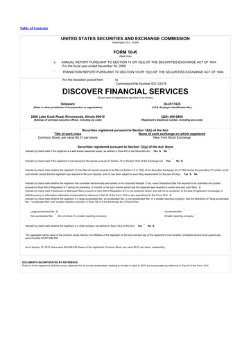 Thumbnail Discover Financial Services 10-K Annual Report 