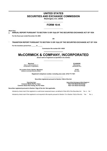 Miniature McCormick & Company
 10-K Rapport annuel 