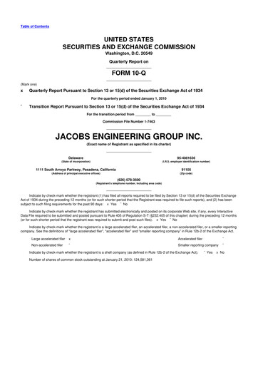 Miniature Jacobs Engineering 10-Q Rapport trimestriel  