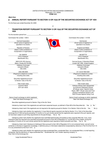 Thumbnail Carnival Corporation 10-K Annual Report 