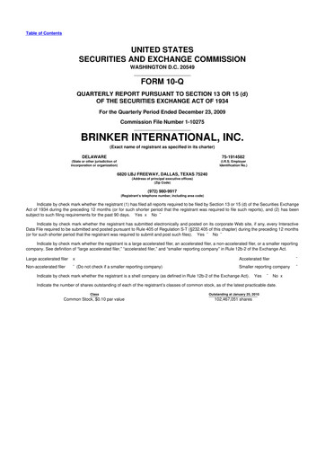Thumbnail Brinker International
 10-Q Quarterly Report FY 