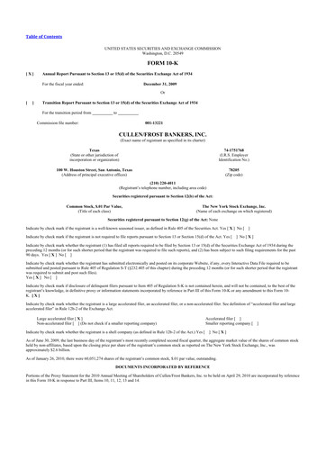 Thumbnail Cullen/Frost Bankers 10-K Annual Report 