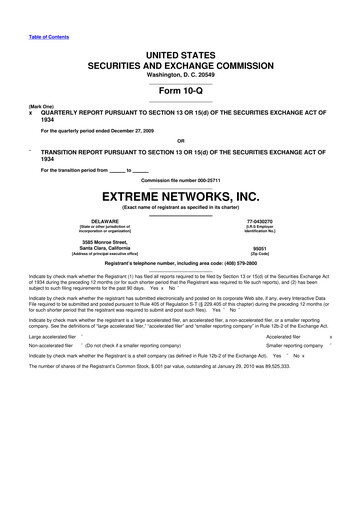 Thumbnail Extreme Networks
 10-Q Quarterly Report FY 