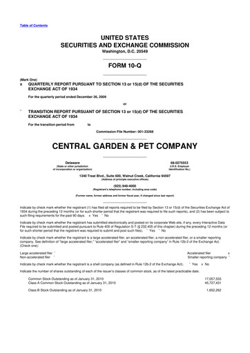Miniature Central Garden & Pet 10-Q Rapport trimestriel  