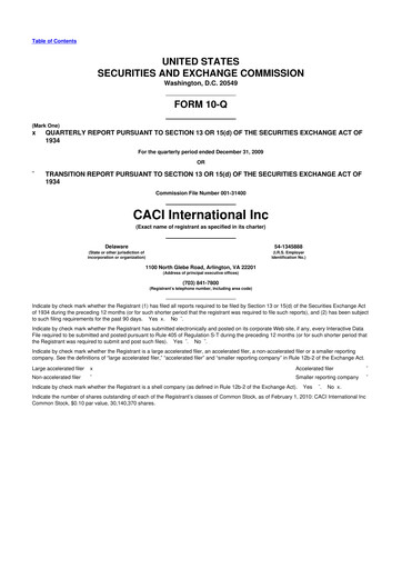 Thumbnail CACI International Inc 10-Q Quarterly Report FY 