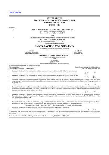 Thumbnail Union Pacific Corporation 10-K Annual Report 