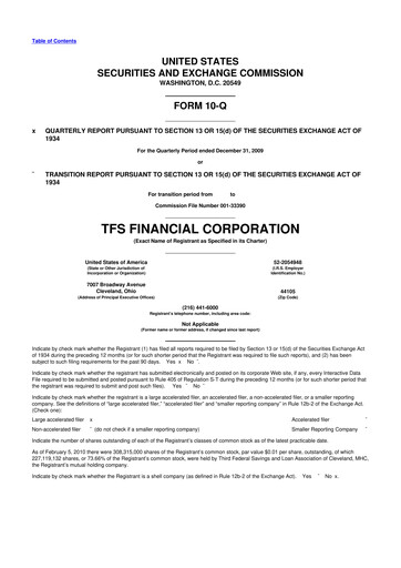 Thumbnail TFS Financial 10-Q Quarterly Report FY 