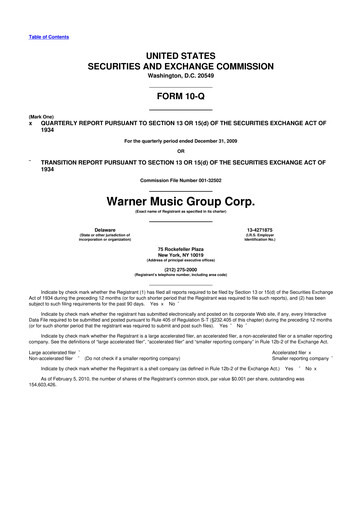 Vorschaubild Warner Music Group
 10-Q Quartalsbericht  