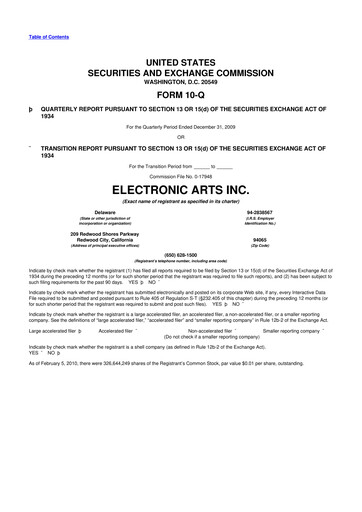 Thumbnail Electronic Arts 10-Q Quarterly Report FY 