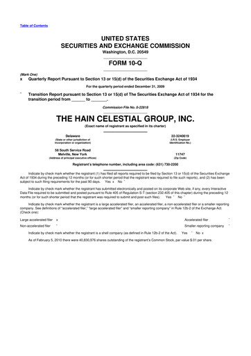 Thumbnail Hain Celestial 10-Q Quarterly Report FY 