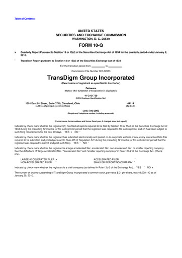 Thumbnail TransDigm Group 10-Q Quarterly Report FY 