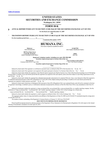 Thumbnail Humana 10-K Annual Report 