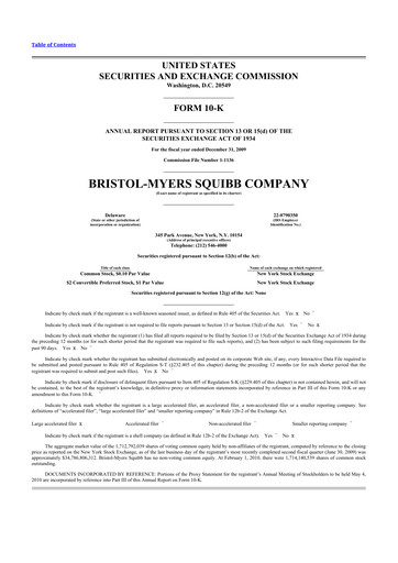 Miniature Bristol-Myers Squibb 10-K Rapport annuel 